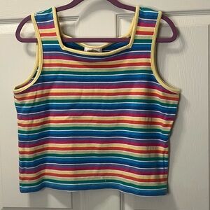 Talbots Women’s Multicolor Striped Tank. Sz M. Square Neck. Summer. Vacation